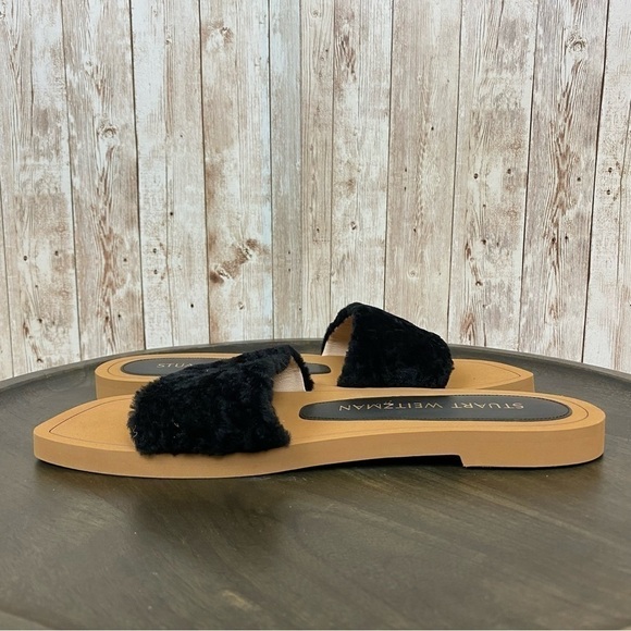 Stuart Weiztman Cammy Shearling Strap Slide Sandal Size 9.5 Women - Picture 10 of 12